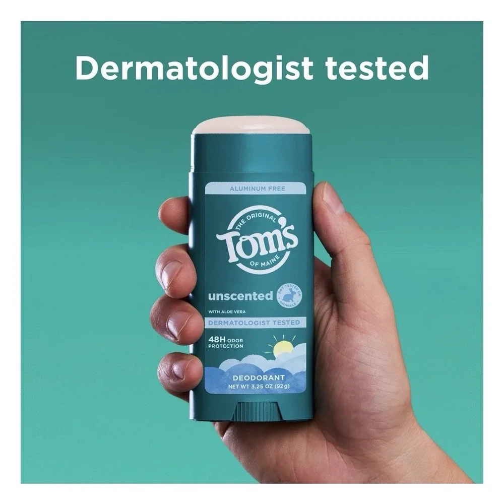 Tom's of Maine Aluminum-Free Natural Deodorant, Unscented, 2-Pack